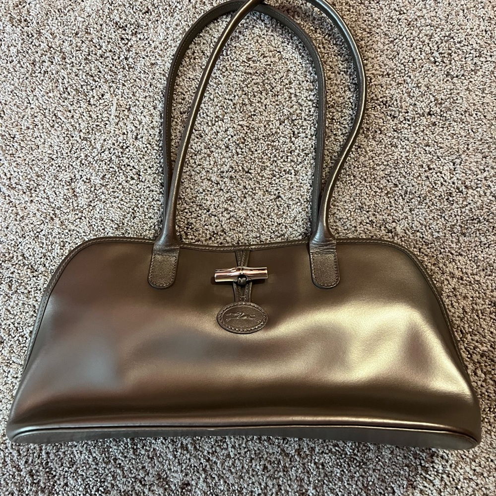 Longchamp Platinun  Leather Handbag
